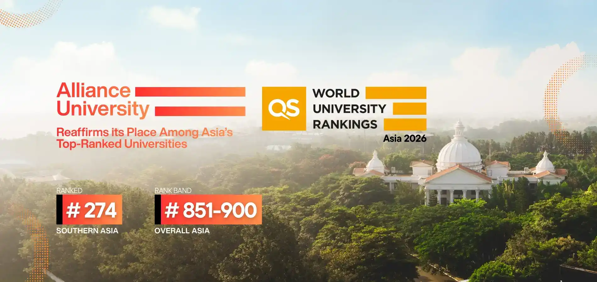 Alliance University continues to make its mark in the QS World University Rankings: Asia 2026, reaffirming its place among the region’s top institutions